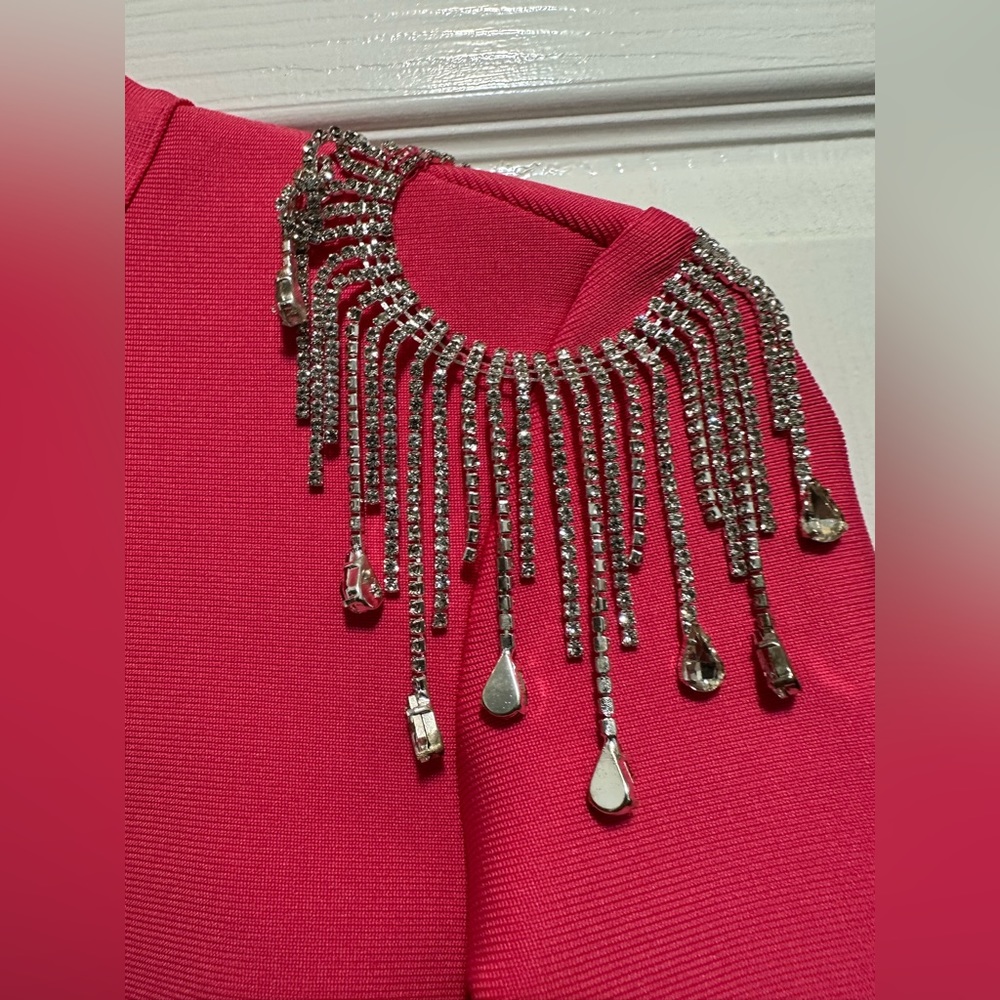 Rhinestone Backless Pink Dress - Picture 2 of 8